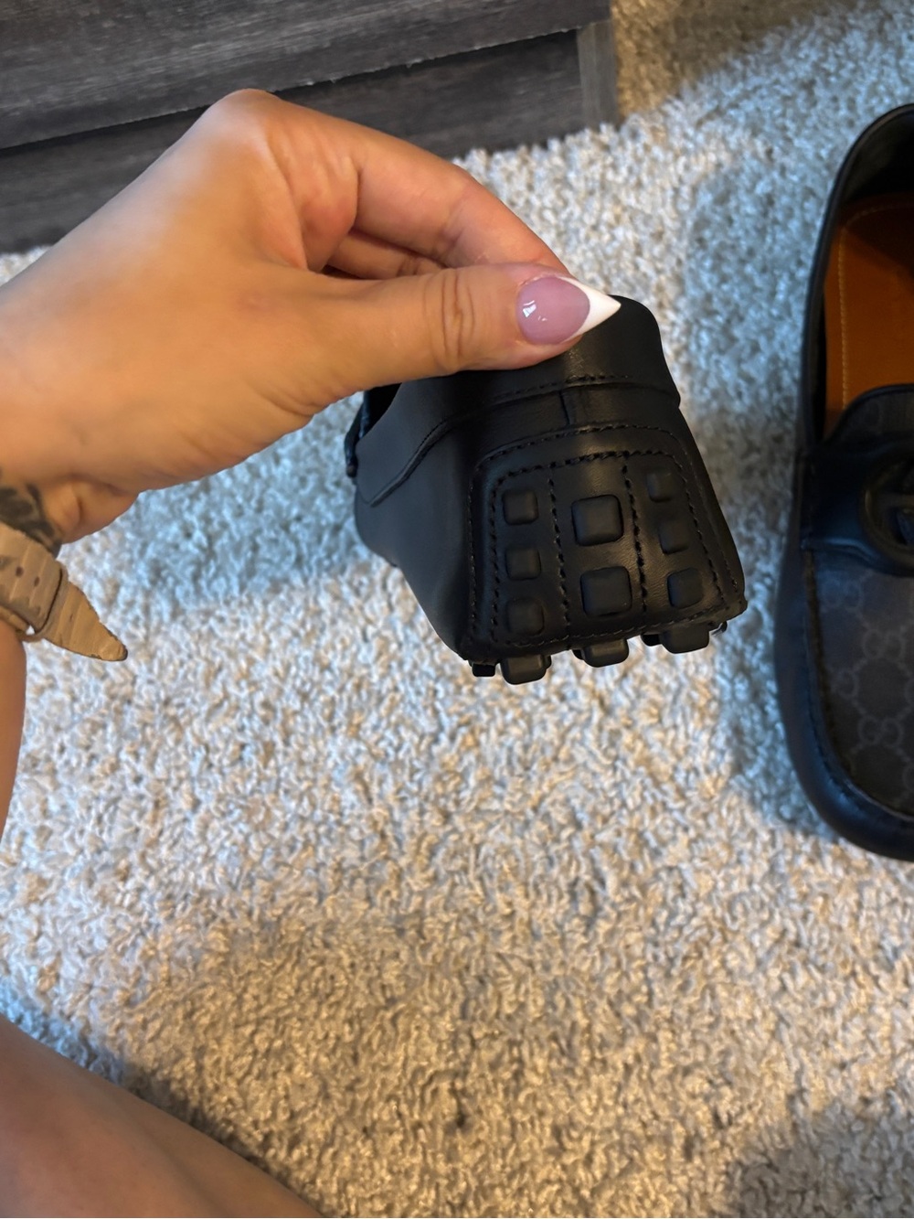Gucci Black GG Canvas & Leather Slip-On Loafers with Interlocking G - Picture 6 of 11